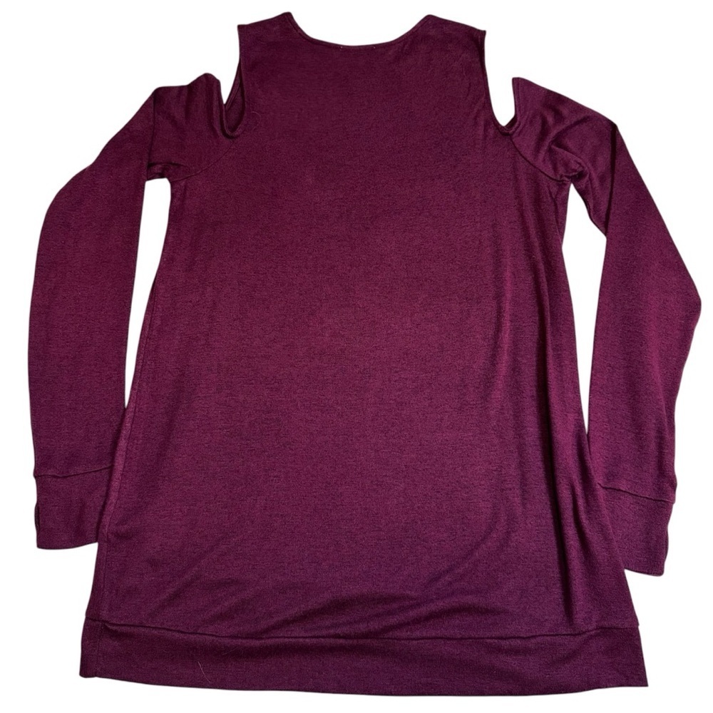 AnyBody Loungewear Womens Brushed Hacci Cold Shoulder Top in  Grape Wine Size XS - Picture 11 of 12